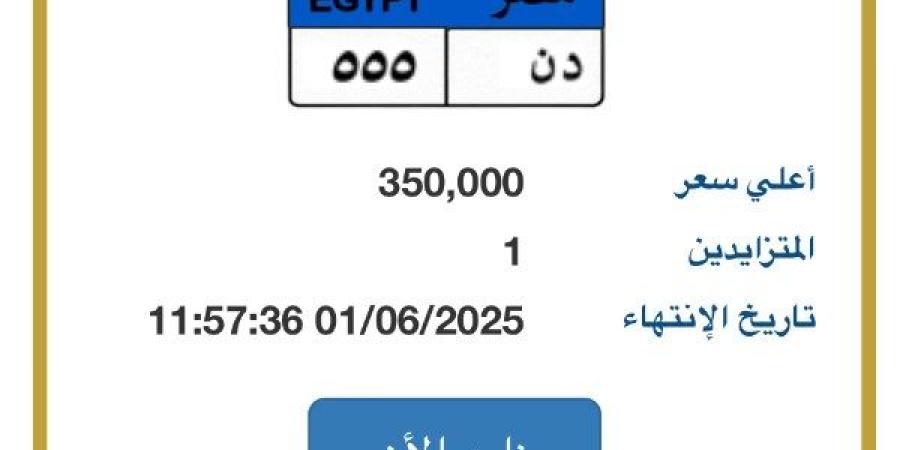 350 ألف جنيه .. مزايدة على لوحة مميزة للسيارات