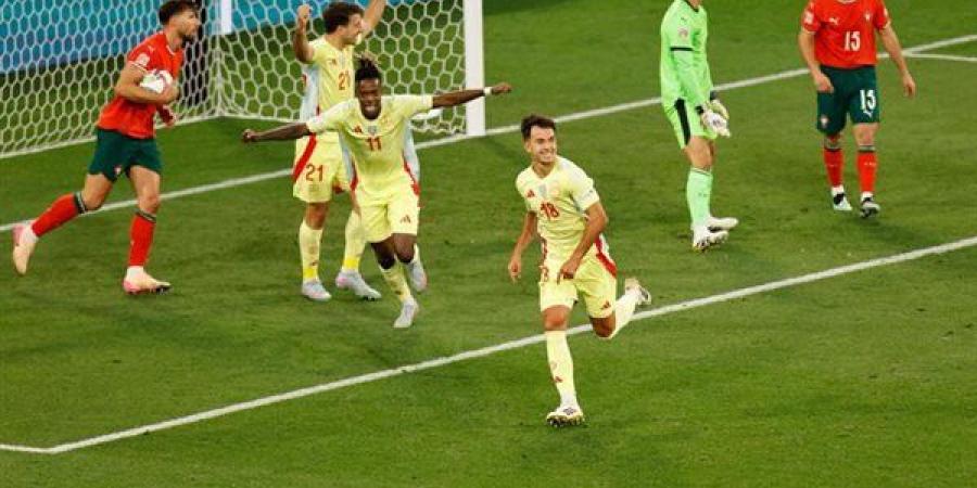 انتهاء الشوط الثاني بالتعادل الايجابي 2-2 بين اسبانيا والبرتغال