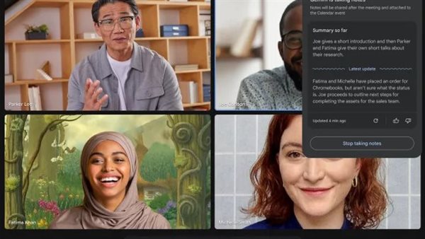 Gemini AI يدون ملاحظات حول مكالمات الفيديو على Meet