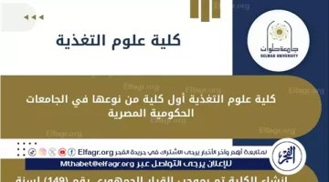 جامعة حلوان تطلق كلية “علوم الأغذية” لطلاب الثانوية العامة بأربعة أقسام