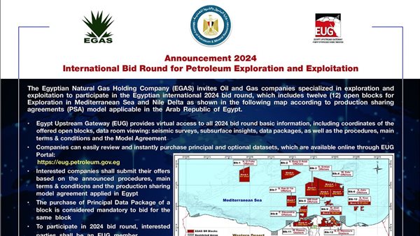مزايدة عالمية جديدة للبحث عن الغاز الطبيعي في 12 منطقة بالبحر المتوسط ودلتا النيل