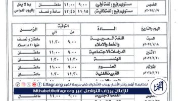 الصبح أخبار – عاجل بالصور – جدول امتحانات الصف الثالث الإعدادي الترم الأول 2025 (التفاصيل الكاملة)