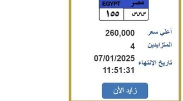 التزايد ينتهي غدًا.. «المرور» تطرح لوحة سيارة مميزة بسعر 260 ألف جنيه الصبح أخبار –